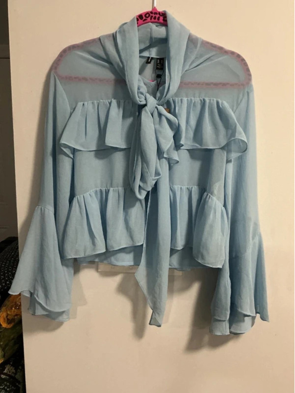 Blue Ruffle Blouse #337